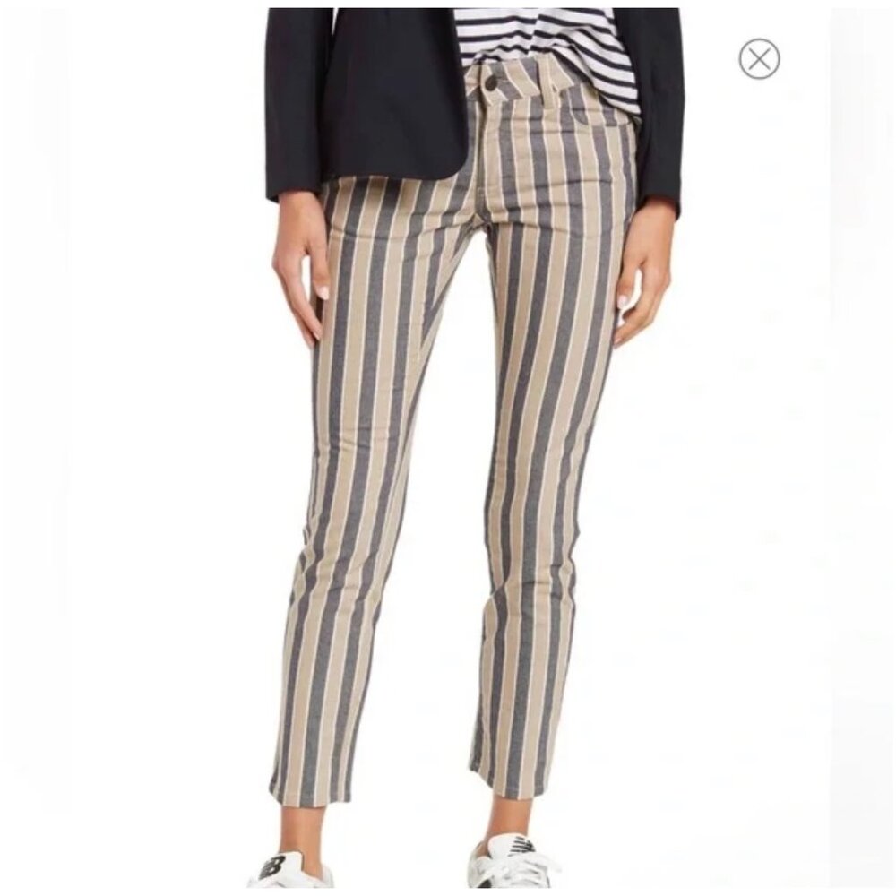 6397 Mini Skinny Railroad Pinstripe Italy Jeans Womens 25 FB Stripe Artsy